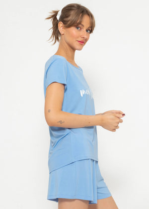Pyjama shirt with print - light blue
