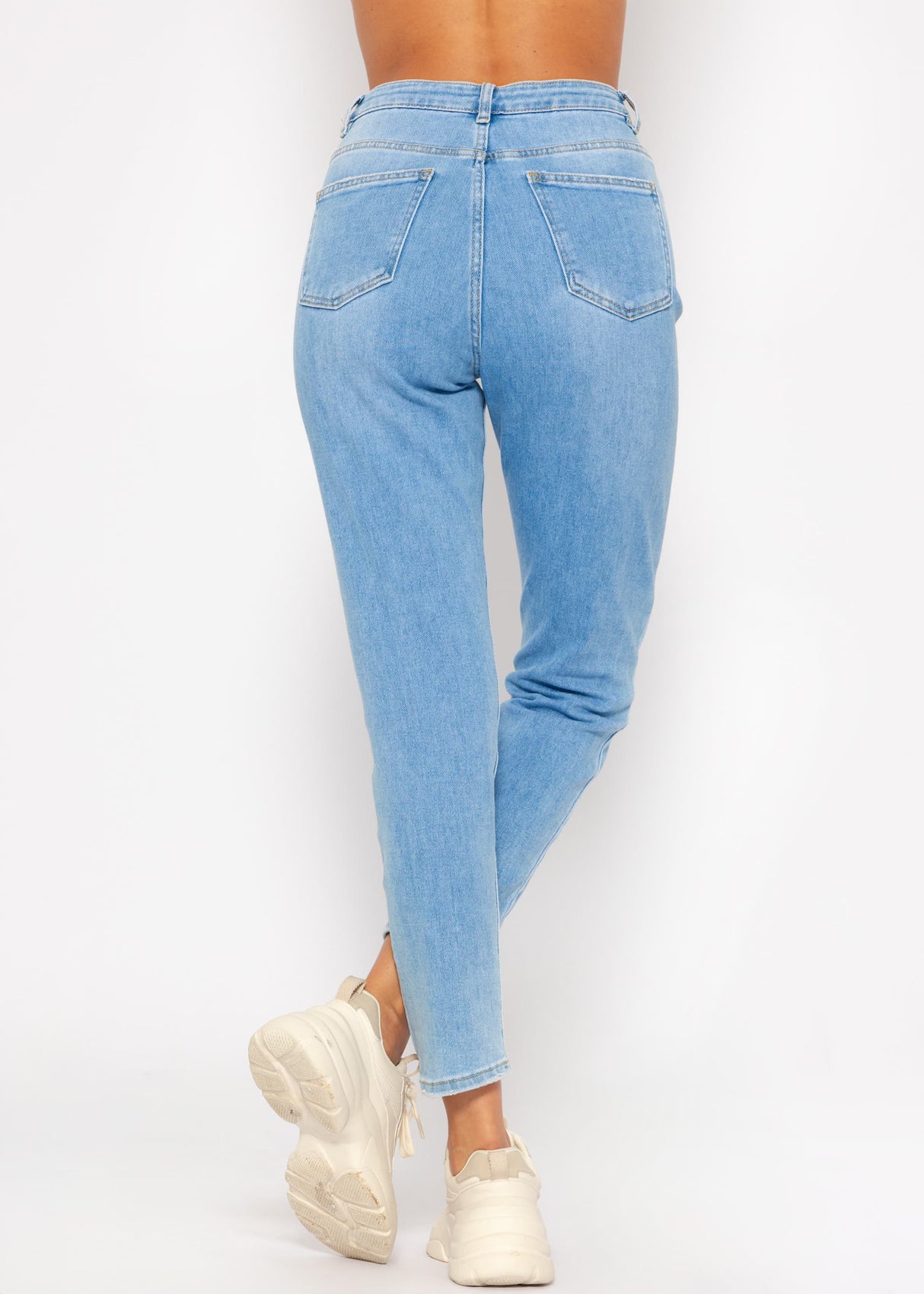 Relax fit high waist jeans, blue