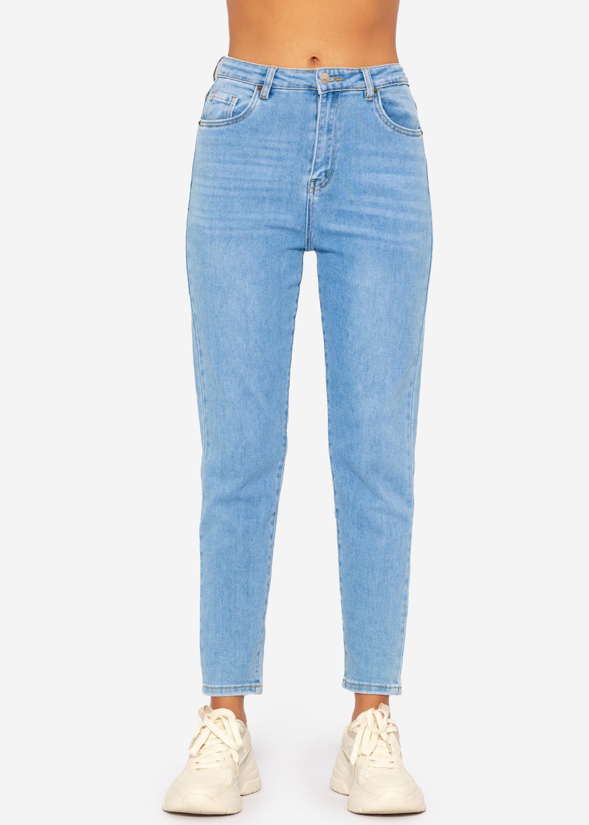 Relax fit high waist jeans, blue