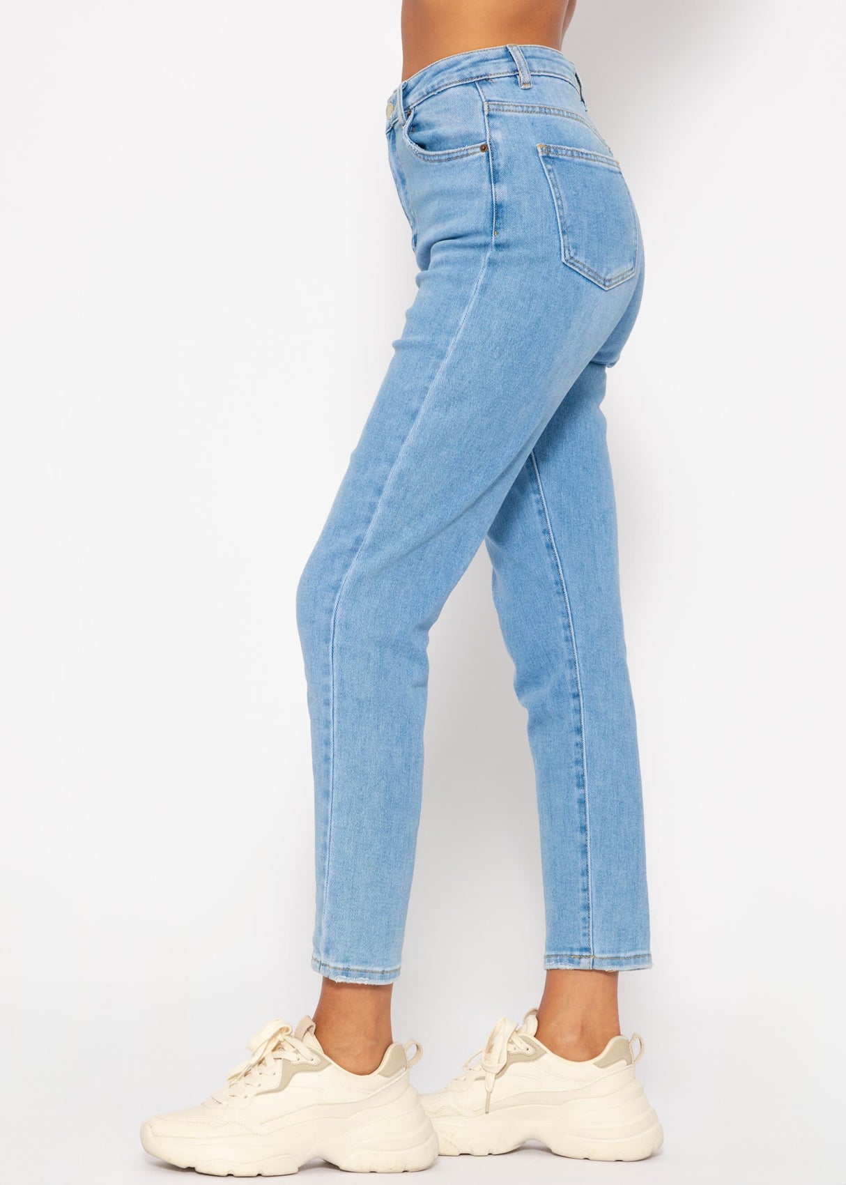 Relax fit high waist jeans, blue