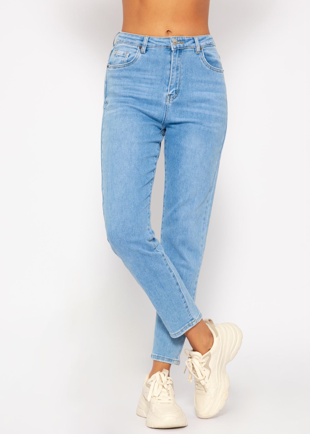 Relax fit high waist jeans, blue