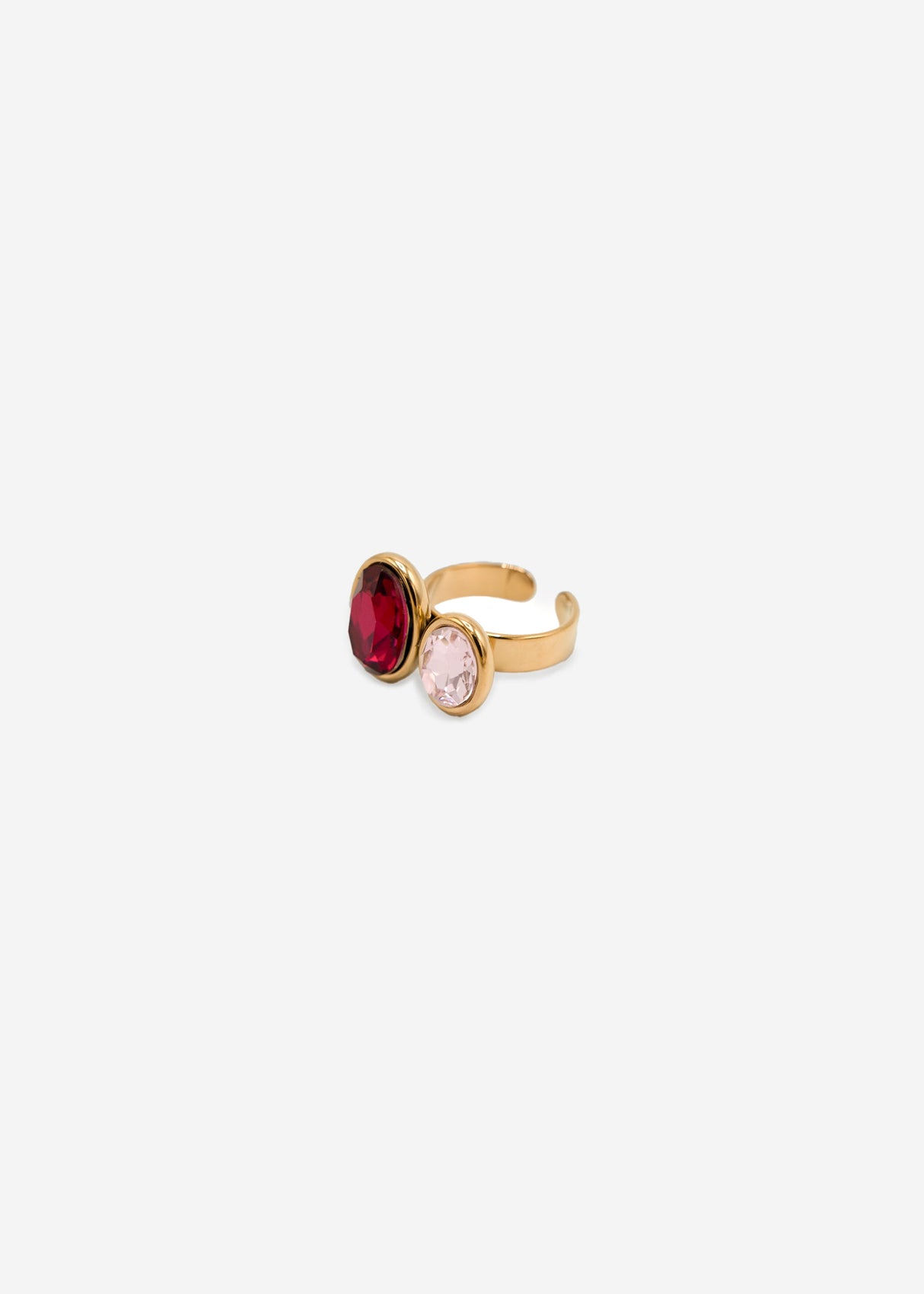 Ring with 2 gemstones - gold