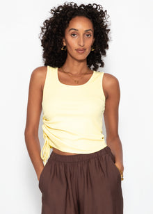 Ripp Tank Top mit Raffung - gelb