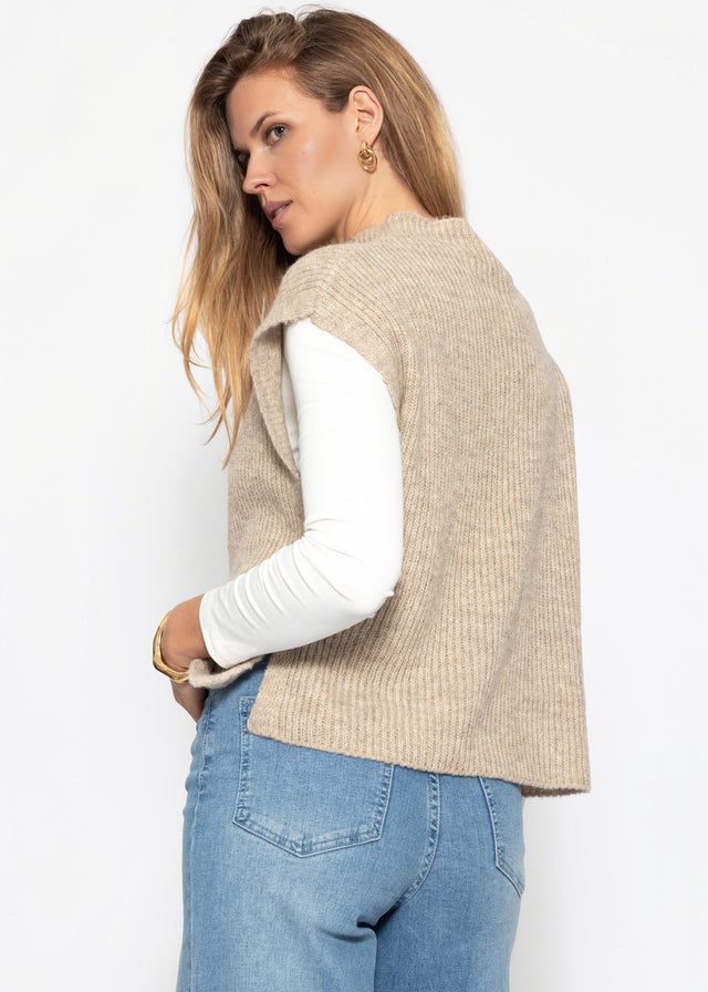Rippstrick-Pullunder mit seitlichen Knöpfen - taupe - SASSYCLASSY
