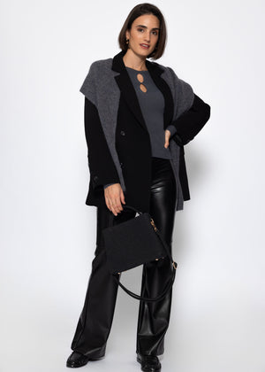 Ribbed knit top with cutouts - gray