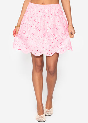 Rock with hole embroidery - pink