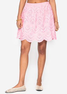 Rock with hole embroidery - pink