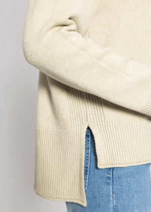 Rollkragenpullover mit Ziernaht - taupe
