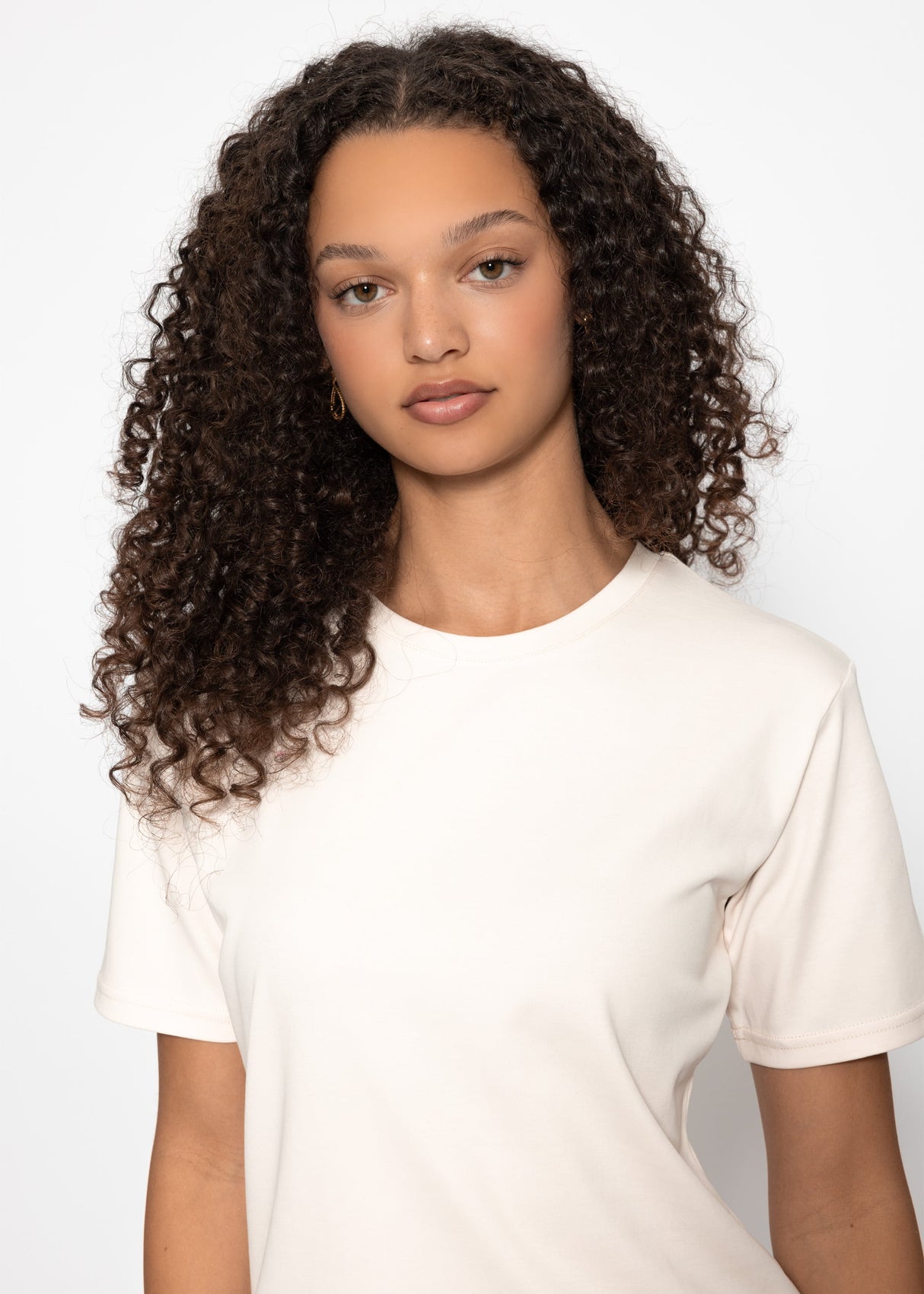 Rundhals T-Shirt - hellbeige