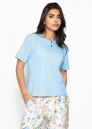 Rundhals T-Shirt - hellblau