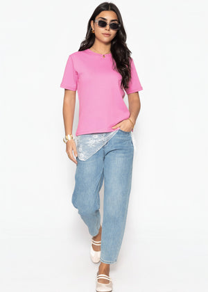 Rundhals T-Shirt - pink