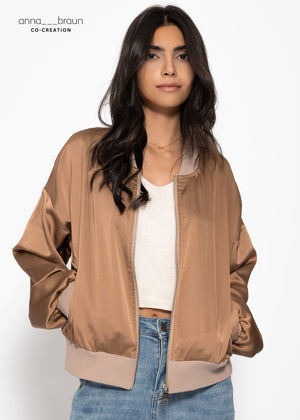 Satin bomber jacket - camel
