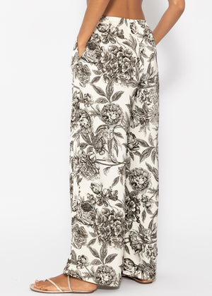 Satin pants with print - off-white-grey