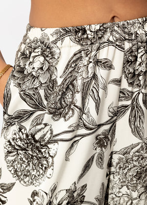 Satin pants with print - off-white-grey