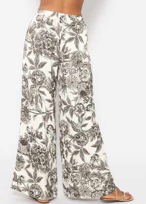 Satin pants with print - off-white-grey
