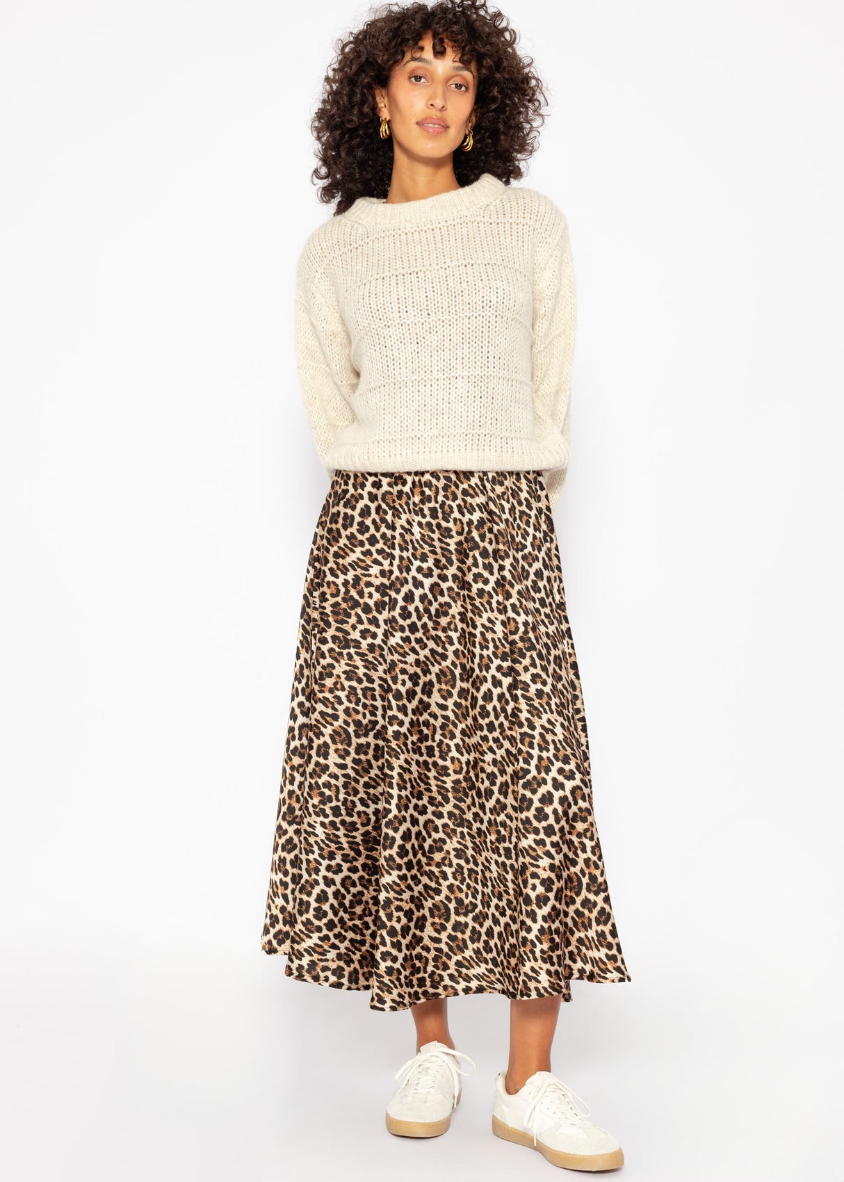 Satin dress in leopard print - brown