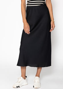 Satin rock in crash look - black