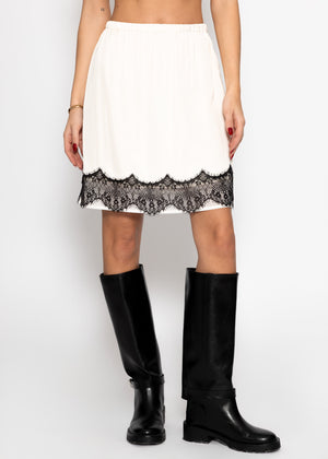 Satinrock mit Spitzenborte - offwhite