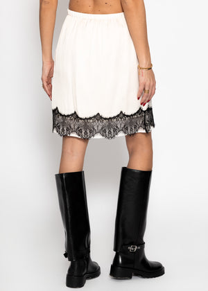 Satinrock mit Spitzenborte - offwhite