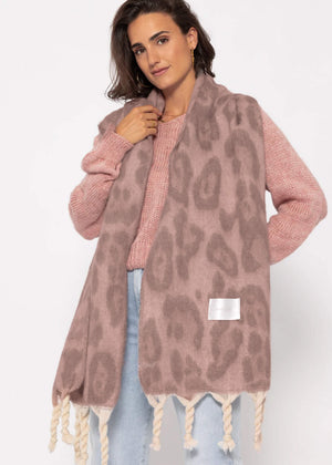 Schal mit Leo-Print - grau