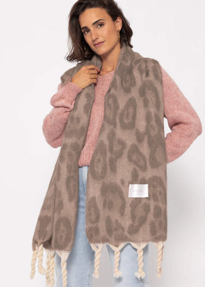 Schal mit Leo-Print - grau