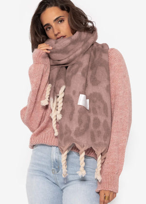 Schal mit Leo-Print - grau