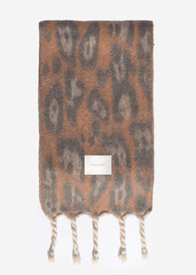 Scarf with leopard print - brown