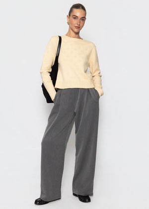 Schlupfhose mit Kellerfalte - grau