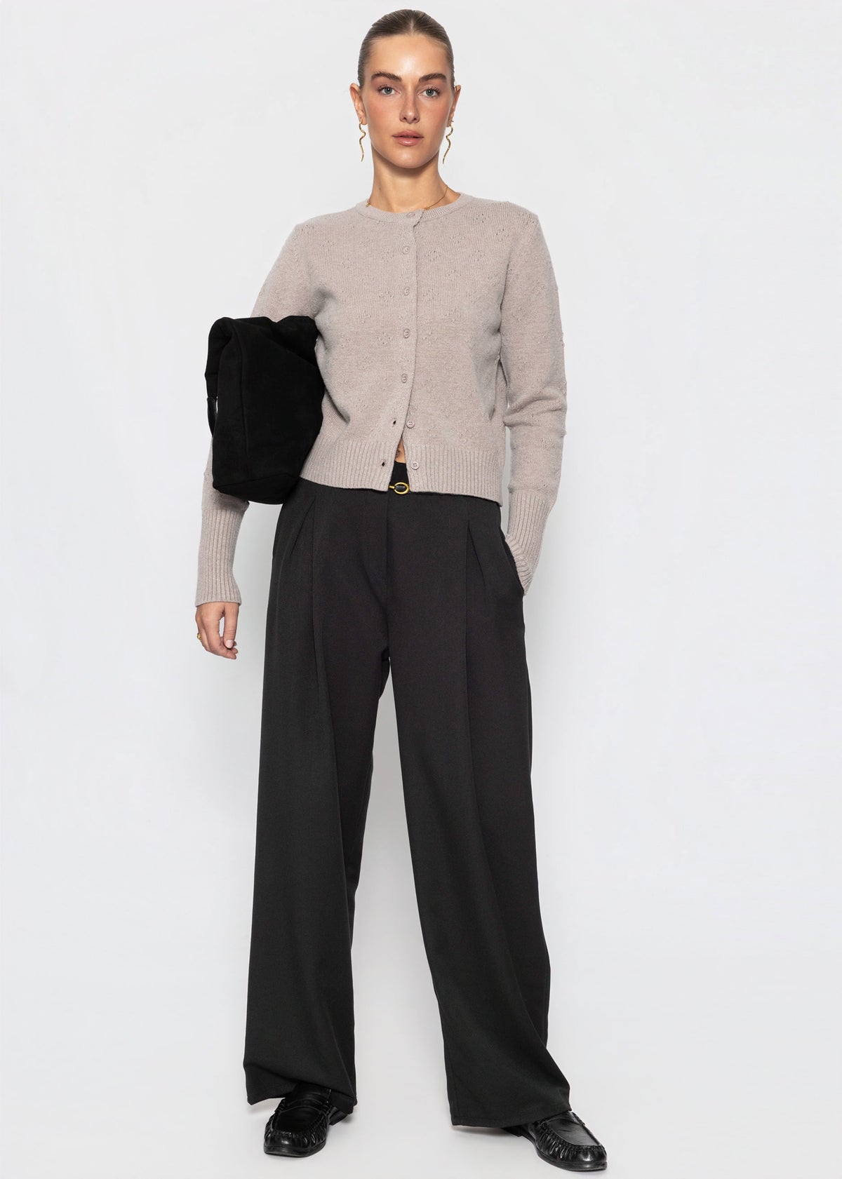 Schlupfhose mit Kellerfalte - schwarz