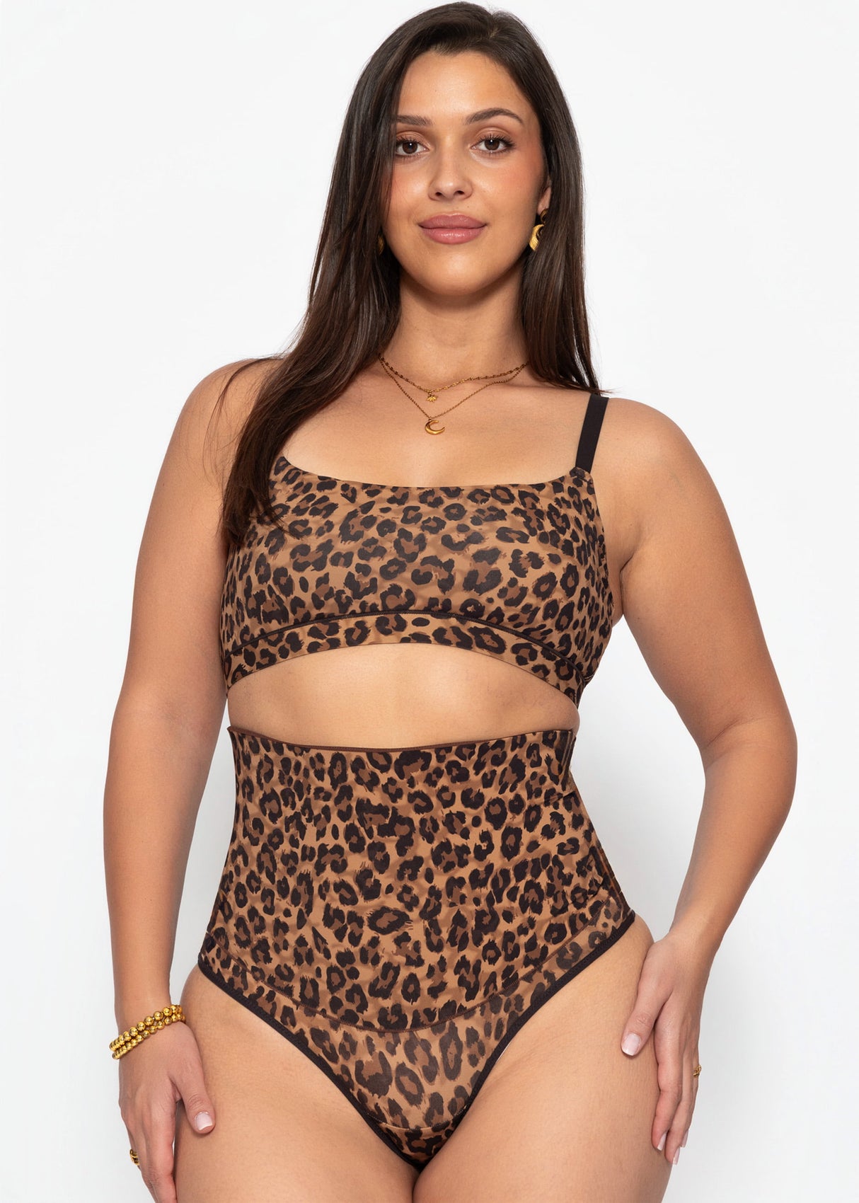 Sculpting Shapewear Pants mit String und Leo-Print - braun