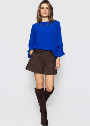 Shorts in Wildlederoptik - dunkelbraun