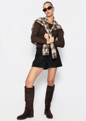 Shorts in Wildlederoptik - schwarz