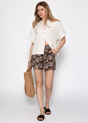 Shorts with shell print - brown