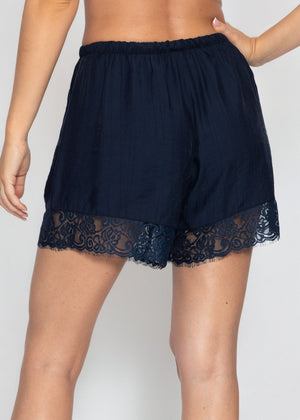 Shorts mit Spitzendetails - dunkelblau