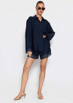 Shorts mit Spitzendetails - dunkelblau