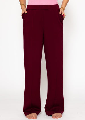 Softe weite Jogginghose mit Biese - burgundy