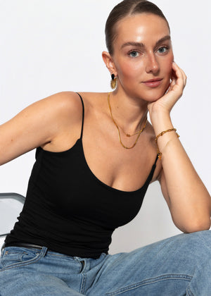Spaghettiträger Top - schwarz