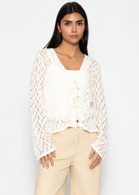 Spitzen Blusenjacke mit Bindebänder - offwhite by SASSYCLASSY