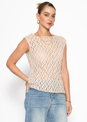 Spitzen-Top - beige