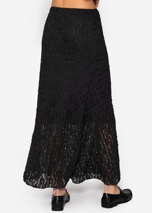 Lace skirt in midi length - black
