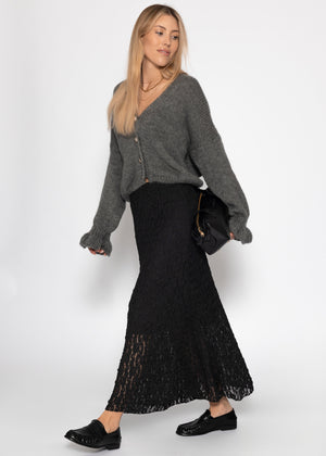 Lace skirt in midi length - black