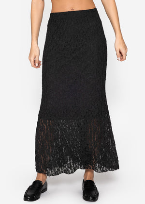 Lace skirt in midi length - black