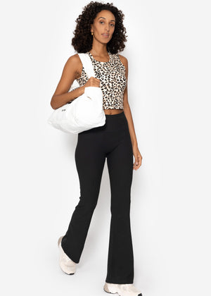 Sports top with leo print - beige