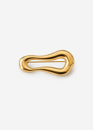 Statement Brosche in geschwungener Form - gold
