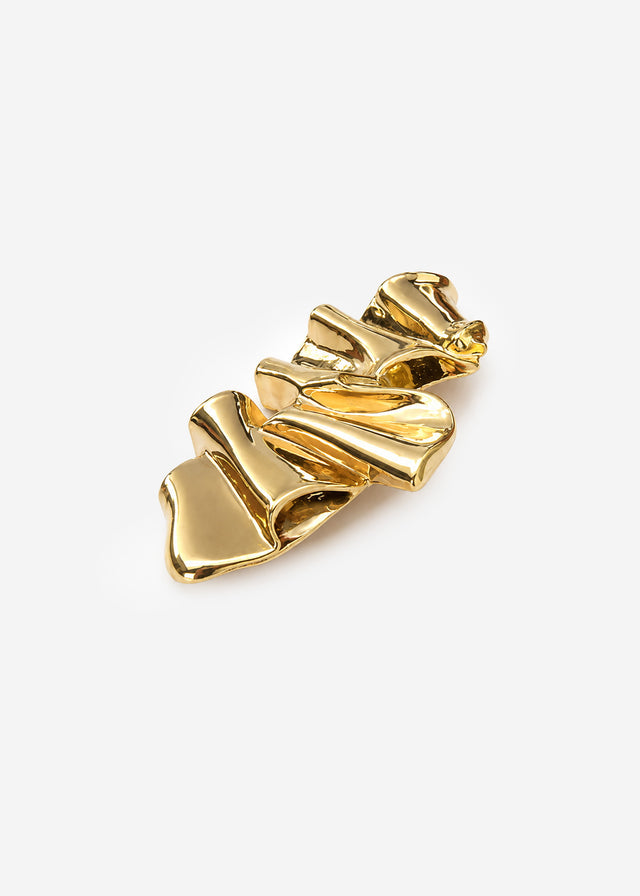 Sculptural statement brooch - gold