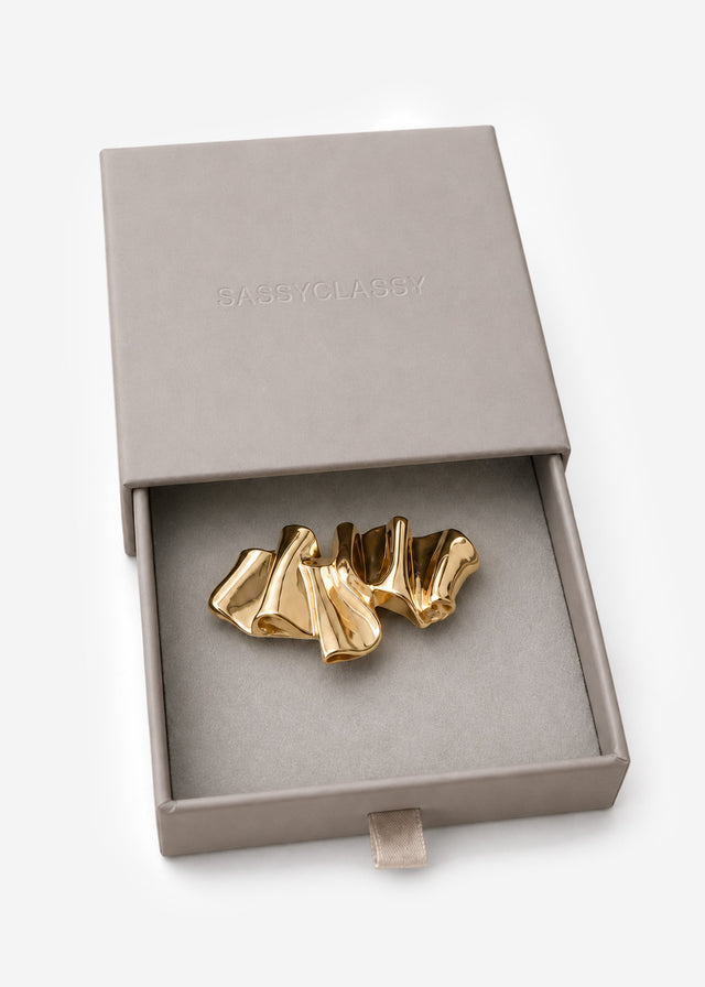 Sculptural statement brooch - gold