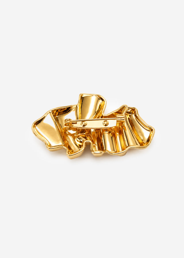 Sculptural statement brooch - gold