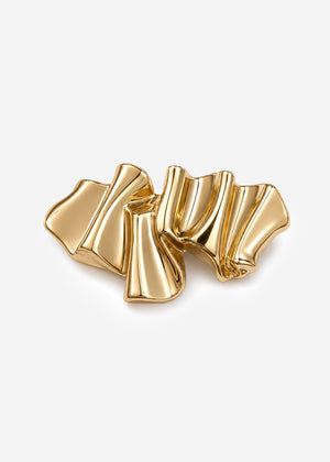 Statement Brosche in skulpturaler Form - gold