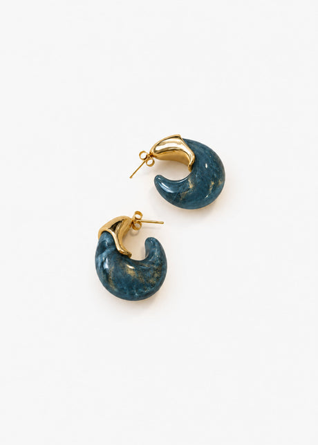 Statement hoop earrings - gold-blue