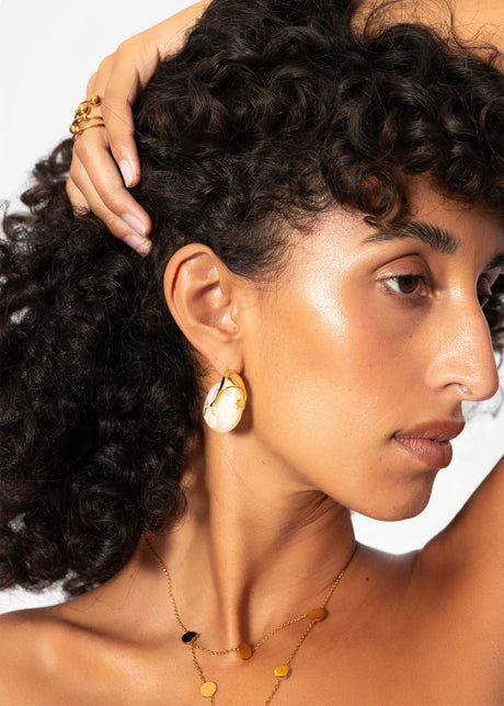 Statement Creolen - gold-offwhite